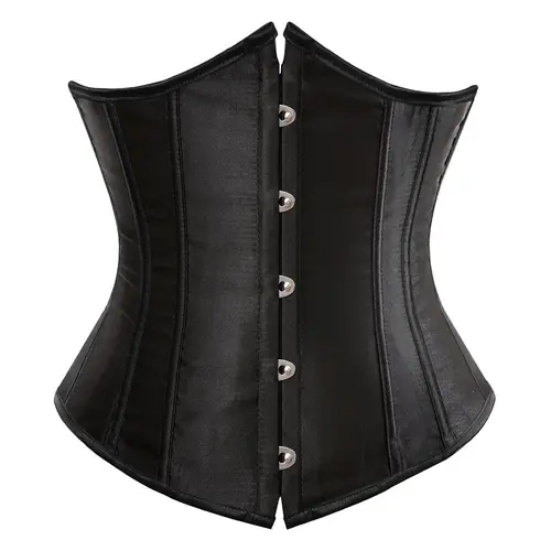 Women's Plus Size Gothic Satin Underbust Corset - Lady's Style Piece Waist Trainer Underwear, Bustier Vest, Basic Cincher, Lingerie Top for Halloween, Christmas Outfits (7055 D1)