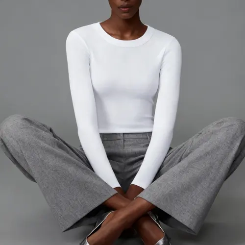 Women's Ribbed Long Sleeve Shirt Basic Tops Outdoor Fashion Bottom Shirt Fit Y2K Tops