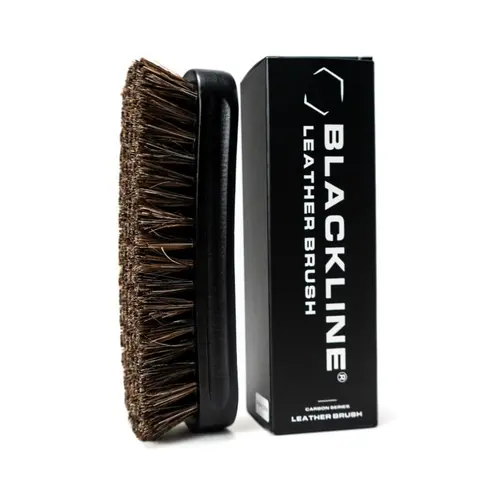BLACKLINE Leather Cleaner Brush - 0.29 lbs Premium Natural Boars Hair Gentle Bristles Ergonomic Tool (2x2x7 in) for Auto Enthusiasts, Car Care, Safe Controlled Agitation, Appearance Enhancement & Conditioning Ready