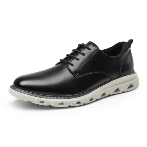 BRUNO MARC Men's Classic Lace-Up Derby Oxfords - Leather Formal Footwear with Breathable Mesh, Ankle Padding, Light MD Response, EVA Cushioned Sole, Office Commuting & Business Casual Style, Laces for Adjustable Fit