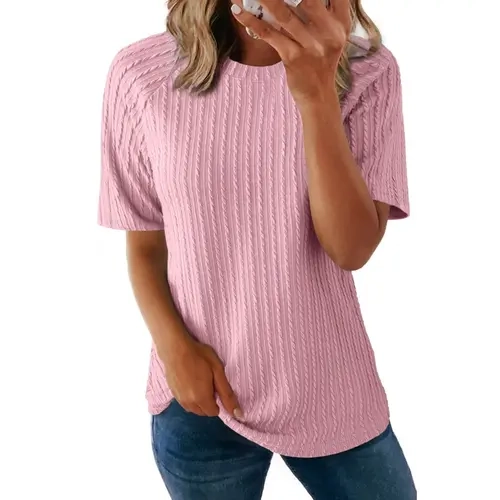 Dokotoo Women's Tops Trendy Casual 2026 Crew Neck Lightweight Shirts Knit Tunic Basic T-Shirt