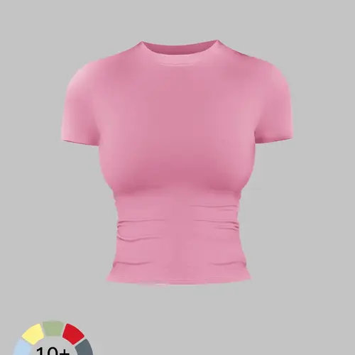 Women's Solid Color Sports Tee, Fitness Sport Top, Casual Comfy Breathable Short Sleeve T-shirt for Yoga Gym Workout Running, Ladies Sportswear for All Seasons, Sports T Shirts