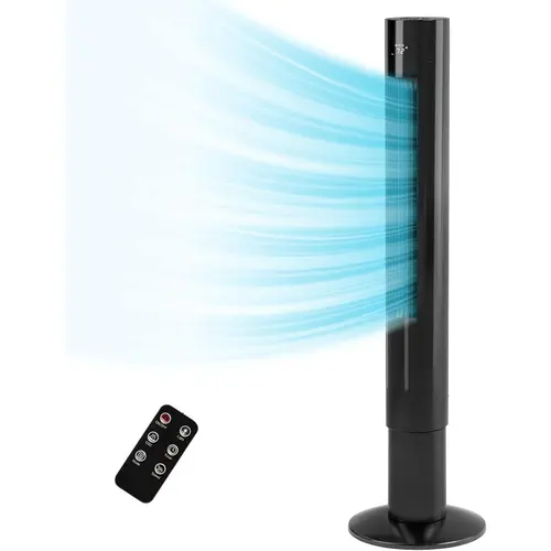 ZAFRO 36-in Compact Contemporary Oscillating Stand Fan - Portable Electric Bladeless Rotatable Pedestal, Quiet, 3-Speed, 12H Timer, Remote Switch, 11.81in(L)x11.81in(W)x35.43in(H), Black Multifunction Cooling Fan for Bedroom Office, Bedroom Fans For Cooli