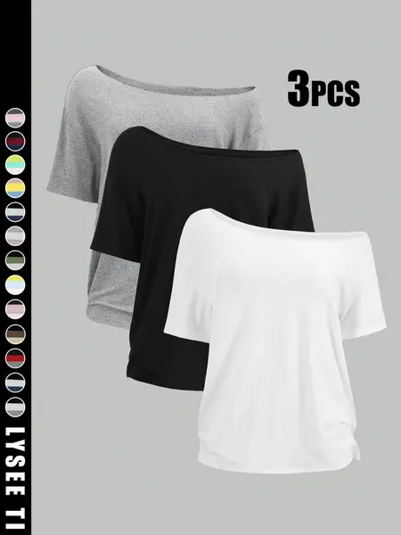 Women's Solid Color Minimalist Loose Fit Tee Top, Casual Basic Tees Short Sleeve T-shirt for Daily Wear, Summer Ladies Clothes for All Seasons, Womenswear