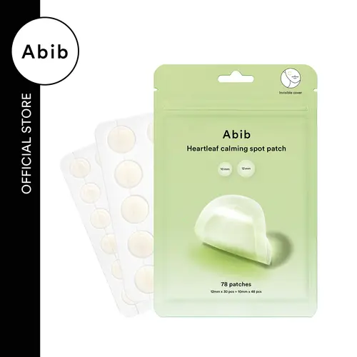 Abib Heartleaf Calming Hydrocolloid Spot Patches - Tea Tree Blend, Cica Infused, Waterproof, Antioxidant, Dust Free, Acne Treatment, Redness Relief, Gaultheria Procumbens Leaf Extract, 78 Patches (2 Sizes), 10g, for Sensitive & Strawberry Skin Care