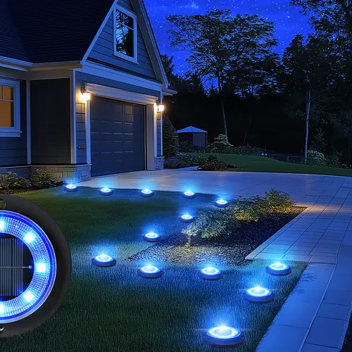 Flacchi Solar Ground Lights  Solar Powered Outdoor Disk Lights, Waterproof Landscape Lighting for Patio, Yard, Pathway, Walkway, Driveway – Available in 2 Pack / 8 Pack / 12 Pack