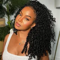 【Hot Sale】VIPbeauty Half Wig Human Hair 200 Density Burmese Curly Half Wig Spiral Curly Ends 3 In 1 Seamless Flip Over Glueless Wigs Human Hair with Drawstring Beginner Friendly Curly Wig Headband Wig for Women Daily Wear#SohoChic