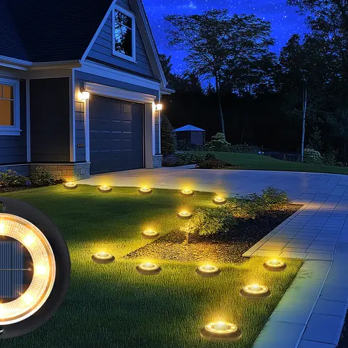 Flacchi 2-in-1 Waterproof LED Outdoor Solar Pathway Lamp - Portable Solar Decorative Light, 6-8h Dusk Glow, 6-8 Hours Outdoor Landscape Lighting for Backyard, Driveway (12 Pack/8 Pack)