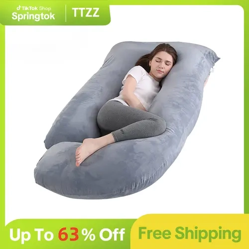 TTZZ Pregnancy Pillows, U-Shape Full Body Pillow, Removable Cooling Cover, Pregnancy Pillows for Sleeping, Body Pillows for Adults, Maternity Pillow and Pregnancy Must Haves