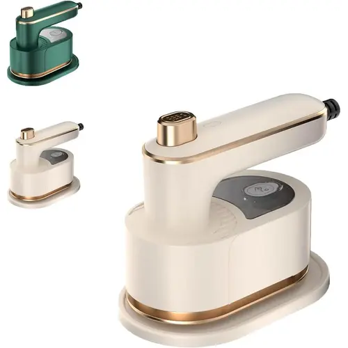 PADOX 2026 Upgraded Mini Travel Handheld Steamer Iron - 100 ml Garment Steamer, Portable Steam Iron with Ergo Handle, 30s Fast Fog, 3D Hot Pot Heating, Wet & Dry Function (Beige/Green)