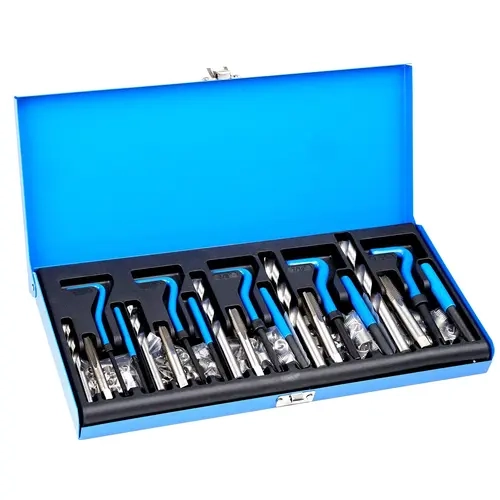 VEVOR 131-Piece SAE UNC Helicoil Thread Repair Kit - Mechanic Tool Repair Set with 1 Hex Key, 5 Twist Drills, 1/4, 5/16, 3/8, 7/16, 1/2 in Sizes, Automotive Precision Tools for Car Maintenance Restoration