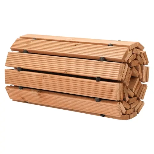 VEVOR 8 ft × 17 in (96 in L × 17 in W) Cedar Wood Roll-Out Pathway, Rust-Resist Rope Connected, Wet-Safe Footing Decorative Paver for Garden Patio Deck, Beach-To-Garden Use