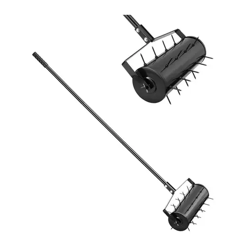 【toolupgrade】Heavy-Duty 18-inch Manual Rolling Lawn Aerator, Pre-Assembled Garden Equipment with 51.6-in Handle, 18" Wide 2-in Deep Aeration, 5.51-in Core, Bucket, 0.98 inches Spring Lock, No Bending Required, Instructions for Yard Maintenance