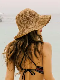 Women's Solid Color Straw Hat, Casual Outdoor Sun Protection Solar Bucket Hat for Women & Girls, Fashion Accessories for Traveling & Beach Vacation