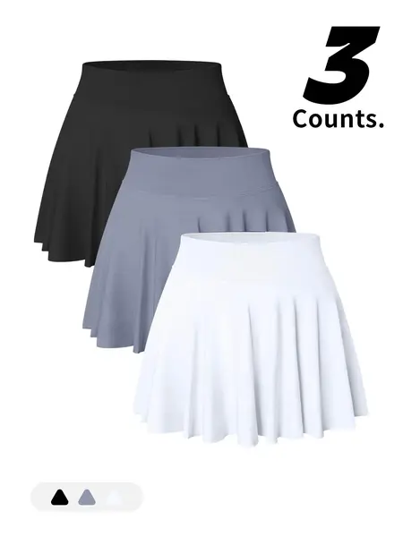 Women's Solid Color 2 in 1 High Waist Sports Skort, Sporty Breathable Skorts, Casual Comfy Breathable Skort for Tennis and Golf, Ladies Sportswear for All Seasons, Stretchy Sports Skort, Workout Tennis Skorts