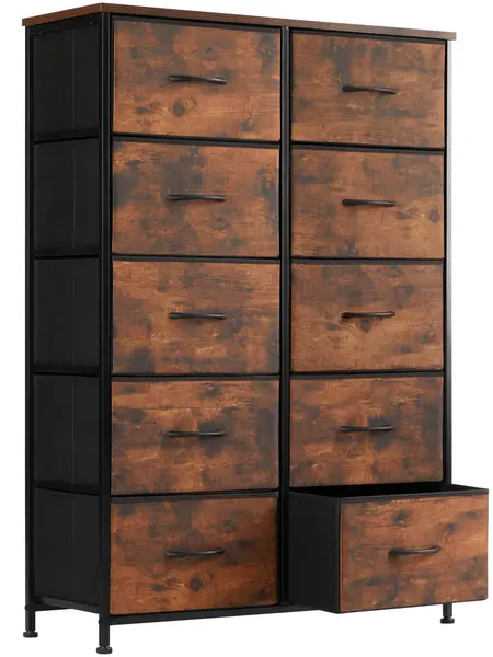 Cupboards Cabinets Dresser - Fabric Storage Tower with 10 Drawers, Bedroom Organizer, Chest of Drawers with Fabric Bins