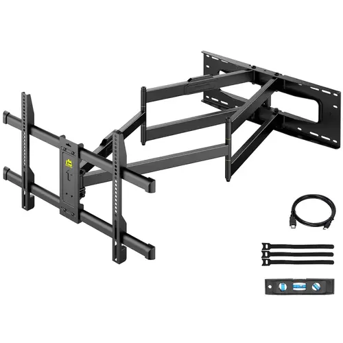 FORGING MOUNT Heavy-Duty Steel Full Motion TV Wall Mount, 43in Long Arm for 65-120in TVs, 220lbs Capacity, 180° Swivel, 12° Tilt, 16-24in Stud Installation, Sturdy Construction, Mounting Brackets Television