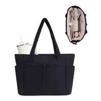 Wandering Nature Puffer Tote Bag for Women – Quilted Laptop Shoulder Bag with Cup Holder, Trolley Sleeve, and Multiple Compartments, Lightweight Travel & Work Nurse Bag