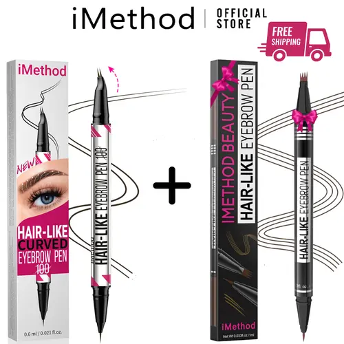 IMethod Best-Selling Double-Sided Cosmetic Eyebrow Pen for Adults, Regular Edition - 2-in-1 Microblading Tool with Natural Micro-Fork Tip, Precise Brush-Tip, Methyl Benzoate, Propylene Glycol