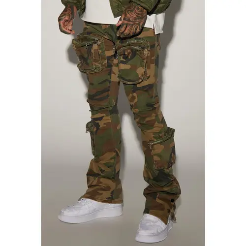 Round Up Stacked Skinny Flare Pants - Camouflage