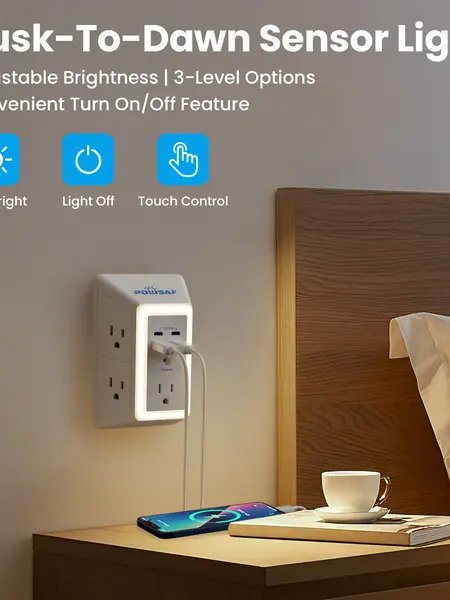 Quick Change Plugs for Wall- 20W PD Fast Charger, POWSAF Outlet Extender with 2 USB Type-C 2 USB A Charging Ports (3A Total) summerwins