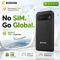 ECOVOX Portable WiFi Hotspot USA Canada Mexico, 4G LTE WiFi 6 Travel Router with Data Plan, No SIM Card Needed, 1GB US Data Included, Pay As You Go, Hotspot Móvil para Viajes, Fall Deals For You
