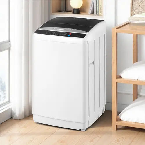 ROVSUN 17.8/25/30LBS Portable Washing Machine, Full-Automatic Electric Laundry Machine with Stainless Steel Drum, 110V Compact Washer, Washer and Dryer Combo with Drain Pump for Apartment, Dorms, RV, 400W
