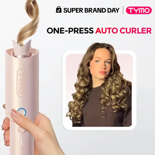 TYMO CURLPRO Automatic Curling Iron - Ionic Ceramic Coating, Dual Voltage, Adjustable, Anti-Jam Chip, Swivel Cord, Travel 1-Tap LED Hair Curlers, Mother's Day Gift, Father's Day Gift, Hair Styling Tool