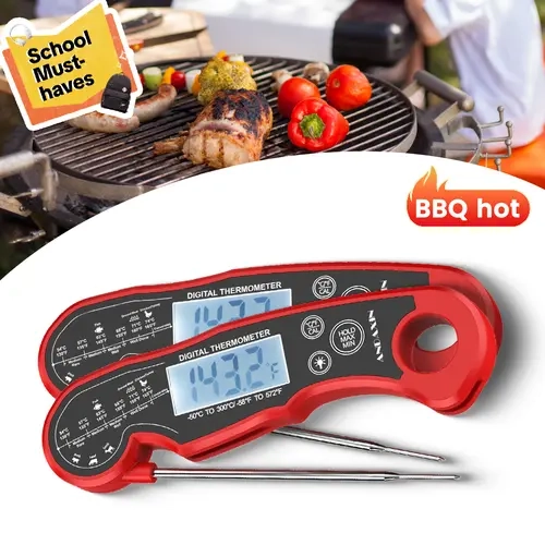 Digital Smart Meat Thermometer - 3s Instant Read, Ambidextrous Backlight, Motion Sensing, Waterproof Stainless Steel Food Thermometer with ABS Plastic Compact Design, Kitchen Gadgets for Outdoor BBQ, Kitchen Use, Gift for Home Cooks, Meat Thermometers