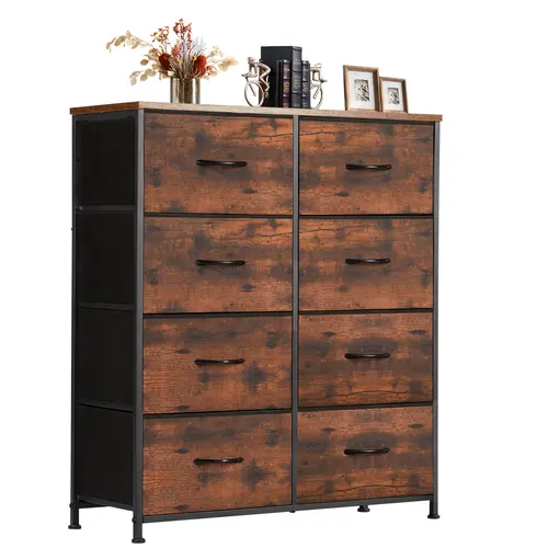 8-Drawer Fabric Organizer Storage Chest - Modern Home Decor Bedroom Dresser, Multi-Use Indoor Cupboard & Cabinet for Living Room, Apartment Accessories, Chest Of Drawers, Drawer Dressers