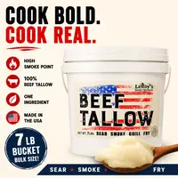 LeRoy's Rocky Mountain Beef Tallow for Cooking, 7 lb Bucket | 100% American Beef Tallow | High Smoke Point for Sear, Smoke, Grill & Fry | Natural, No Additives | May Soften During Shipping, Solidifies when cooled in refrigerator