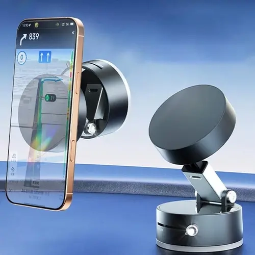 Universal Smartphone Car Holder - Aluminum 360-Degree Magnetic Suction Mount, Foldable Retractable Adjustable Bracket, Double-Sided N54 Magnet Secure Fit, Multi-Surface Adhesive Pads, Compact & Space-Saving, iPhone-Compatible Magnet Mounts & Holders, Adju