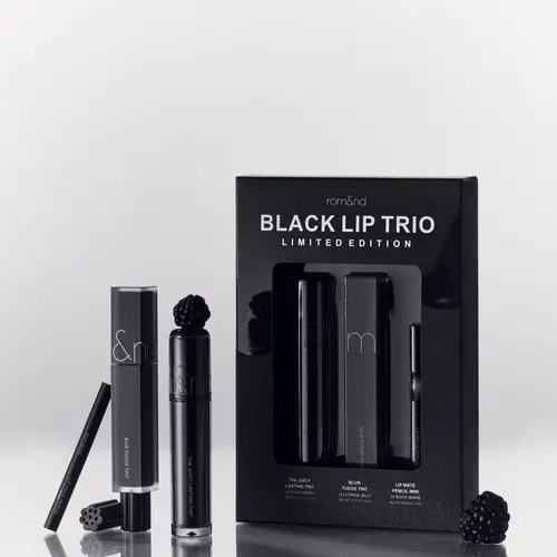 rom&nd BLACK LIP TRIO Cosmetic Set - Hydrating Liquid Lipstick & Gloss, Long-Lasting Color, Lip Care Makeup Products with bis-behenyl/isostearyl/phytosteryl dimer dilinoleyl dimer dilinoleate, bis-diglyceryl polyacyladipate-2 for Makeup Enthusiasts