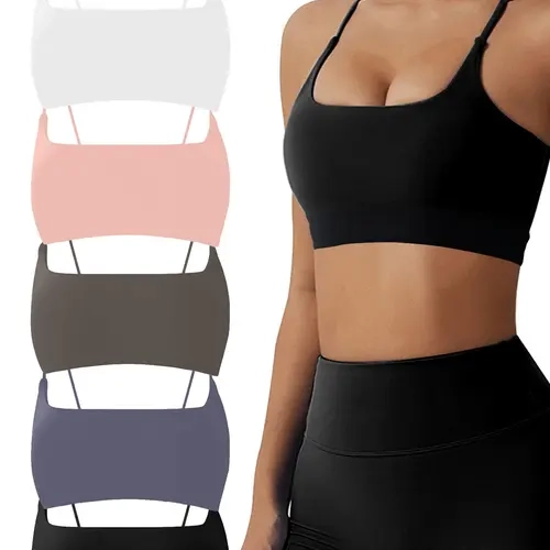 5 pieces of women's yoga fitness nude underwear all casual vests high elastic breathable solid color skin friendly comfortable basic sports bra four seasons can be worn