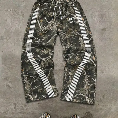 Men's Camo Print Straight Leg Sweatpants, Regular Fit Casual Street Comfy Breathable Camo Print Pants for Daily Wear, Men's Bottoms for Summer, Trouser, Camouflage Sweatpants
