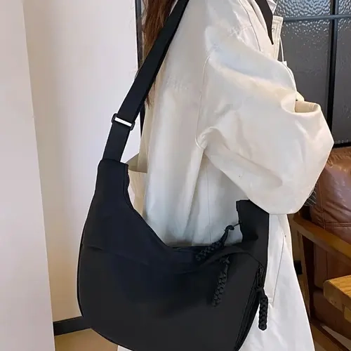 Women's Solid Color Large Capacity Crossbody Bag, Fashionable Lightweight Shoulder Purse for Daily Used, Casual Versatile High-quality Commuting Bag