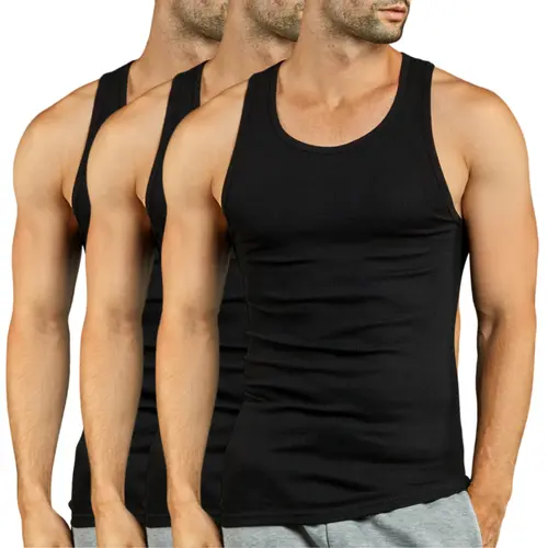 Men's 3-Pack 100% Cotton Ribbed Basic Vests, Sleeveless Undershirts for Gym Clothes, Breathable Classic Plain Tank Tops for Regular/Big & Tall (S-3XL)