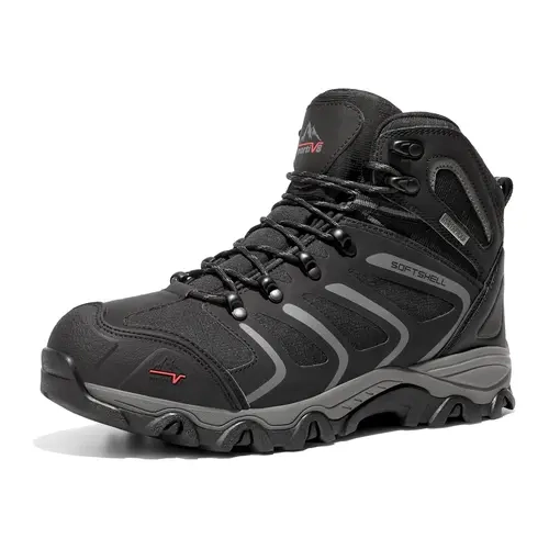 NORTIV 8 Armadillo Series Men's Lace-Up Waterproof Hiking Boots - Shock-Soft EVA Midsole, Padded Insole, Reinforced Toe, Rock Bite Guard, Breathable Protective Design - Men's Shoes Outdoor Trekking Footwear with Laces