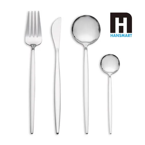 24-Piece Rust-Resist Steel Silverware Set for 6 - Heavyweight Modern Tableware Sets, Dining Cutlery with Forks, Spoons, Knives, Teaspoon, Mirror Polished, Smooth Edges, Dishwasher Safe, Durable, Easy Maintenance for Home, Housewarming