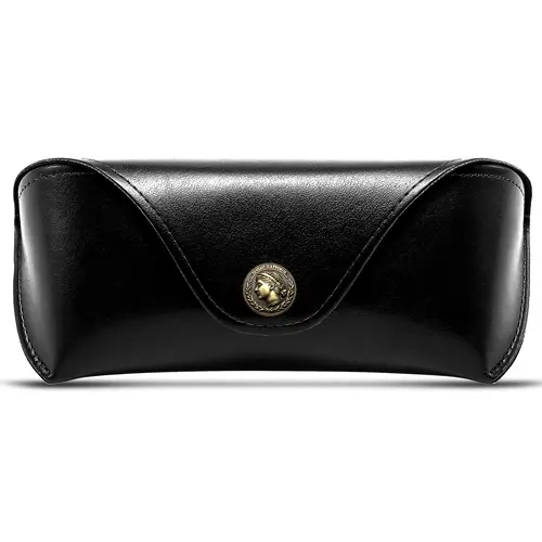SUNGAIT Portable Hard Eyeglasses Case Holder - Premium Oil-Tanned PU Leather Hard Shell, Water-Resistant, Patina Finish, Wipes Clean in Damp Conditions, Lifetime Durability, Exquisite Eyewear Storage Case, Valentine's Gift Option