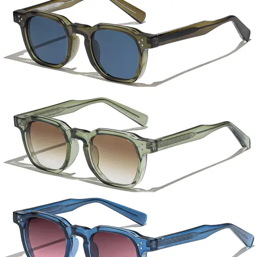 CATERSIDE 1/2/3 Pack Vintage Inspired Polarized Sunglasses Set, Street Style Stylish Shades, Fashionable Multifunctional Frame, Ideal for Outdoor Sports, Travel, Driving and Beach