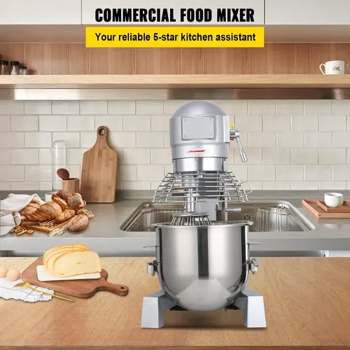 【toolupgrade】VEVOR 15Qt 304 Stainless Steel Bowl Kitchen Mixing Machine - 600W 110V Plug Baking Equipment, 3 Adjustable Speeds (110/178/390 RPM), Push Button Countertop Appliance with Dough Hook, Aeration Whip, Flat Beater Attachments for Restaurants