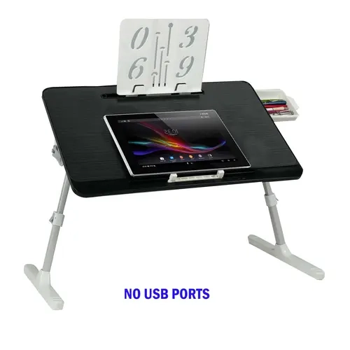 Folding Laptop Table - Rectangular Single-User Office Furniture with Adjustable Height & Angle, Metal Frame, Wood Panel, Drawer, Bed-Couch Reading-Writing Support