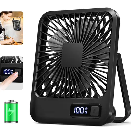 Portable USB Rechargeable Fan, Foldable USB Fan, 180° Folding Personal Fan with Power Display, 5-Speed Ultra-Quiet Table and Handheld Cooling Fan for Home, Desktop and Travel