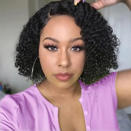 Wear and Go Glueless Wigs Human Hair Pre Plucked Deep Wave Curly Bob Wig Human Hair 4x4 Glueless Lace Human Hair Bob Wigs