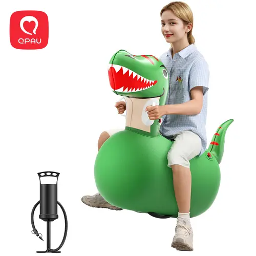 QPAU Large Dinosaur Bouncy Hopper - Multi Purpose Inflatable Kids Toy, Home Playground Equipment, 5+ Ages, 220 lbs Capacity, with Hand Pump, Indoor-Outdoor Use, Cool Christmas Gifts for Kids, Halloween Gift giftideas