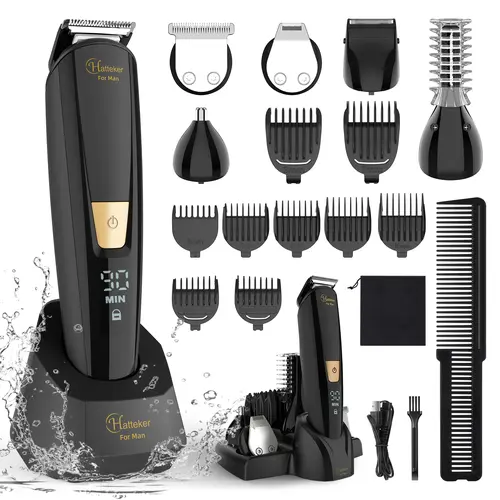 Hatteker Electric Body Hair Trimmer-Groin Hair Trimmer, Professional Hair Clippers ,Rechargeable Beard Trimmer Razor Shaver for Men,Ball Trimmer,Men's Grooming Kit