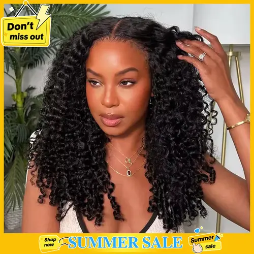 【26“ only $130】Mamushow 3 in 1 Half Wig Burmese Curly 100% Human Virgin Hair Seamless Flip Over Beginner Friendly Glueless Wear & Go Drawstring Clip in Wig Black Color 14-26 Inch 200% Density #tiktokshopstockup#SohoChic