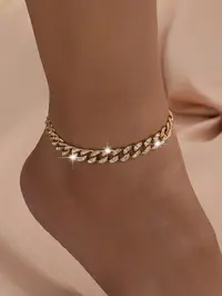 Women's Elegant Cuban Chain Design Anklet, Fashionable Anklet for Women, Trendy Versatile & Exquisite Jewelry for Birthday Gift, Trendy Jewellery Accessories, Elegant Accessory, Foot Jewelry
