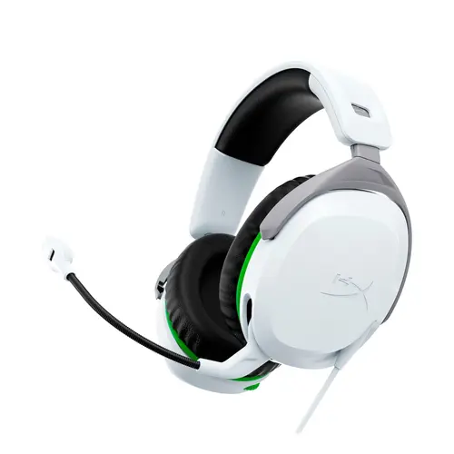 HyperX CloudX Stinger 2 Over-Ear Gaming Headphones - Xbox-Licensed 3.93ft Wired Headset with Swivel-Mute Mic, 50mm Drivers, Premium Leatherette, 90° Cup Rest, Noise Cancellation, Memory Foam, Adjustable Sliders Headband, 2-Year Warranty, White